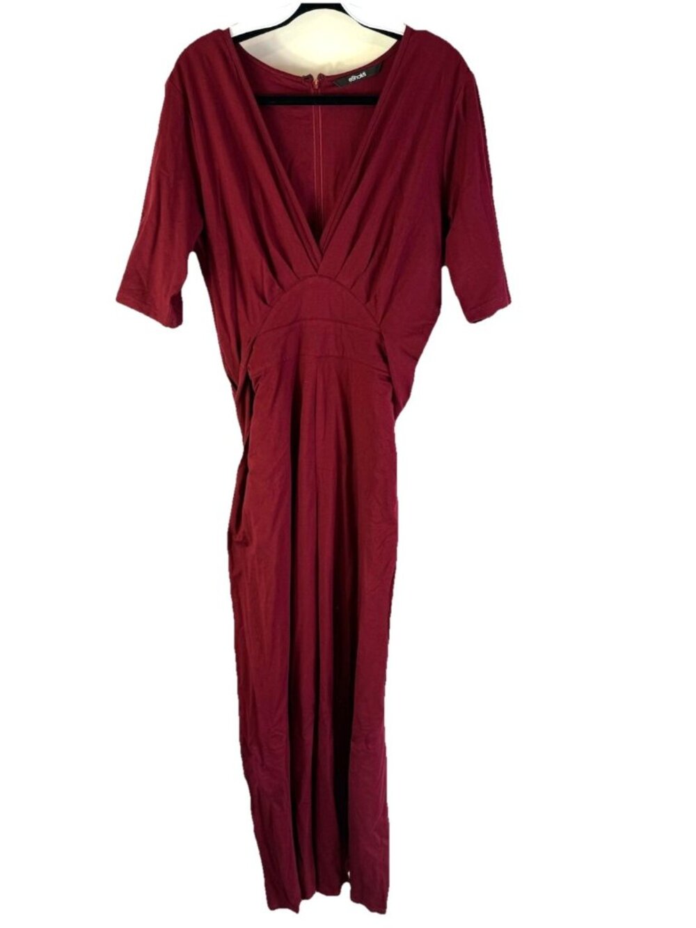 Eshakti Jumpsuit Wide Leg Slinky V Neck Red